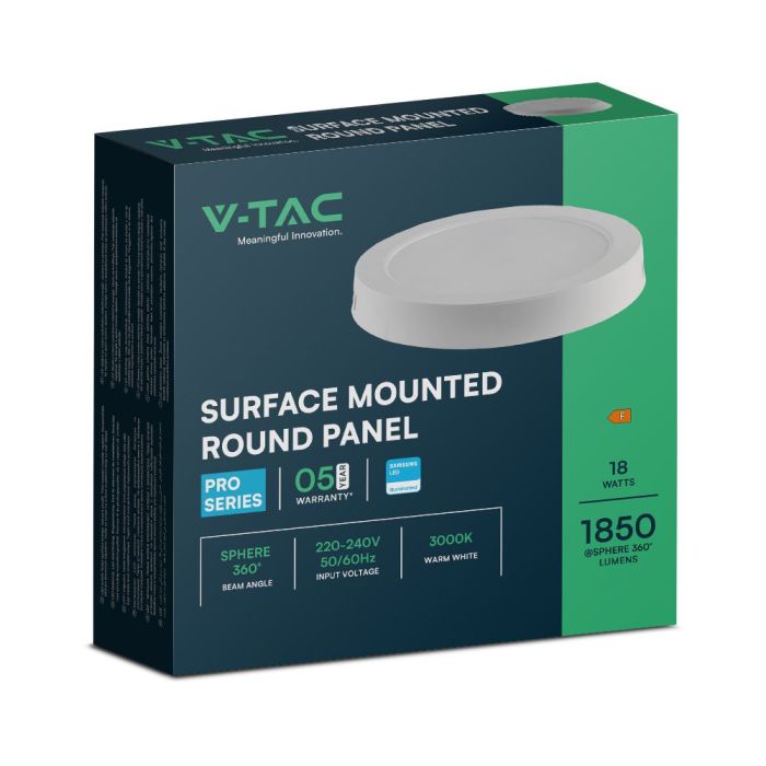 Mini panel LED V-TAC - Samsung - Superficie retroiluminada - IP20 - Blanco - 18W- 1980 Lúmenes - 6500K-extra-6.webp