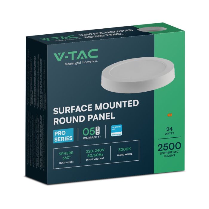 Mini panel LED redondo V-TAC - Samsung - Superficie retroiluminada - IP20 - Blanco - 24W- 2500 Lúmenes - 3000K-extra-6.webp