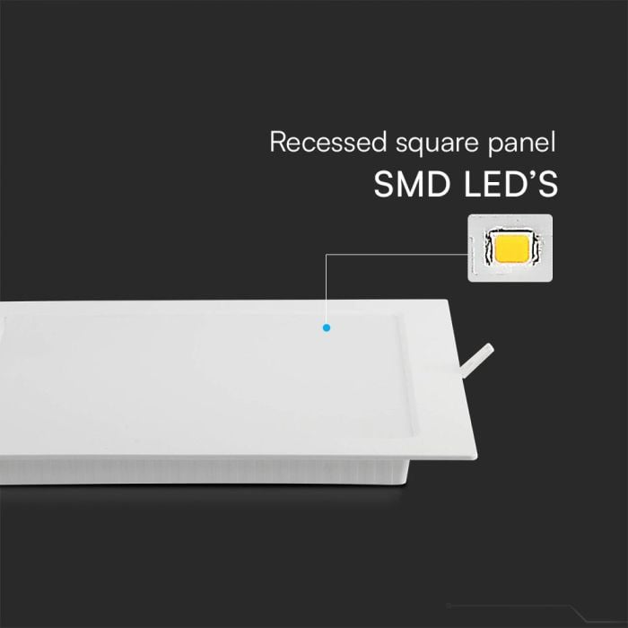 V-TAC LED Cuadrado Mini Panel - Samsung - Retroiluminado Empotrado - IP20 - Blanco - 18W- 1980 Lúmenes - 4000K-extra-4.webp