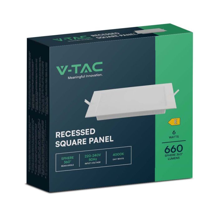 V-TAC LED Mini Panel - Retroiluminado Empotrado - IP20 - Cuerpo Blanco - 6W- 660 Lúmenes - 6500K-extra-6.webp