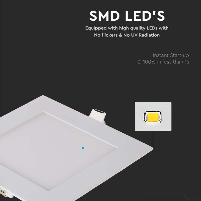 Mini panel LED cuadrado V-TAC - Serie Premium - IP20 - Blanco - 12W - 1160 Lúmenes - 2700K-extra-1.webp