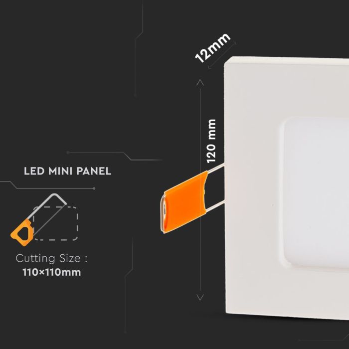 Mini panel LED cuadrado V-TAC - Serie Premium - IP20 - Blanco - 6W - 420 Lumens - 3000K-extra-4.webp