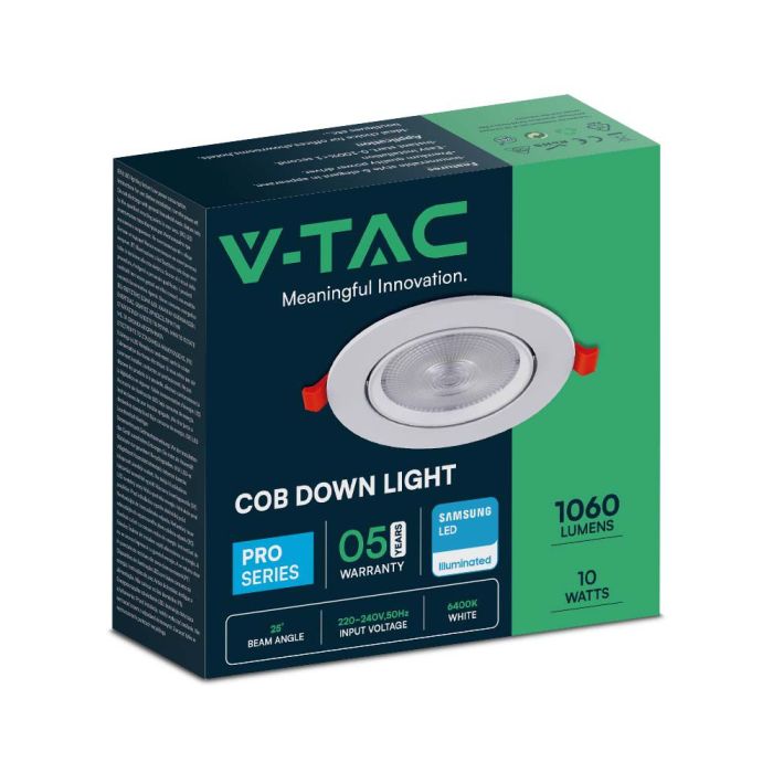V-TAC LED Foco empotrable Ajustable - Samsung - IP20 - Blanco - 10W - 1060 Lumens - 6400K-extra-9.webp