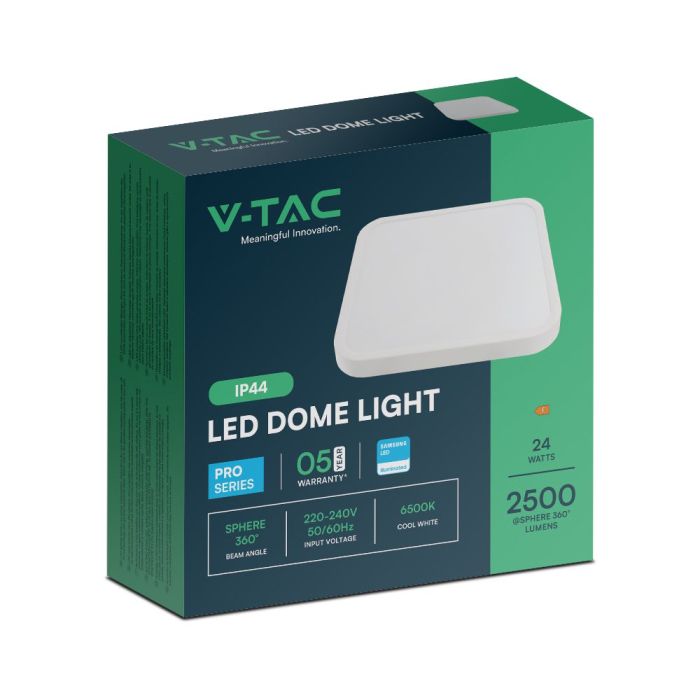 V-TAC LED Plafón cuadrado - Samsung - IP44 - Blanco - 24W- 2500 Lumens - 6500K - 295MM-extra-7.webp