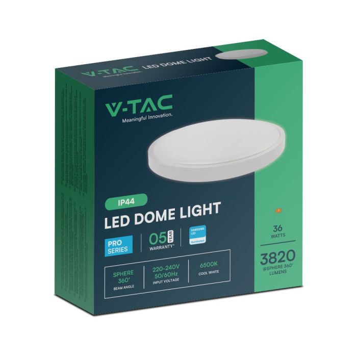 V-TAC LED Plafón redondo - Samsung - IP44 - Blanco - 36W- 3820 Lumens - 6500K - 350MM-extra-7.webp