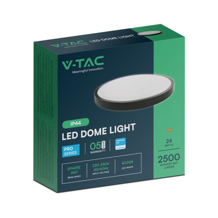 V-TAC LED Plafón redondo - Samsung - IP44 - Negro - 24W- 2500 Lumens - 4000K-extra-7.webp