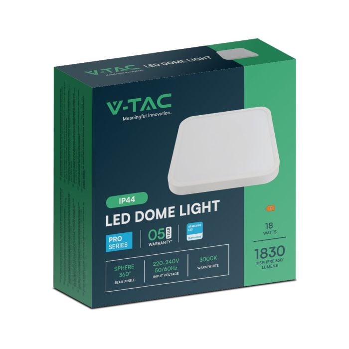 V-TAC LED Plafón cuadrado - Samsung - IP44 - Blanco - 18W- 1830 Lumens - 3000K-extra-7.webp
