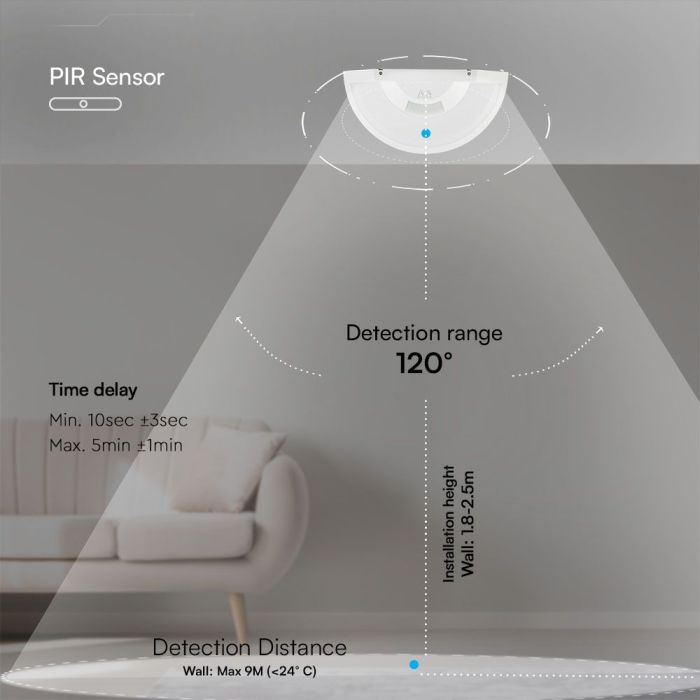 Aplique LED V-TAC - Sensor PIR - Samsung - IP54 - Blanco - 10W - 900 Lumens - 4000K-extra-6.webp