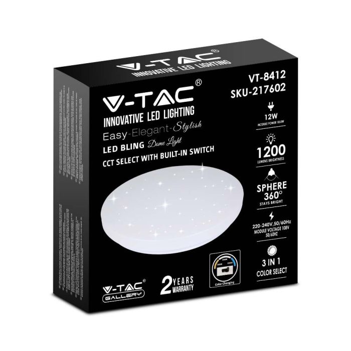 V-TAC Luz de Techo de Diseño - Interruptor de Cambio de Color - IP20 - Blanco - 12W - 1200 Lumens - 3IN1-extra-5.webp