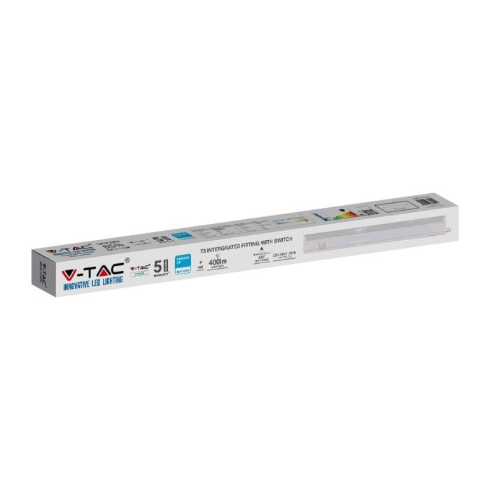 V-TAC Regleta LED T5 Integrada - Samsung - IP20 - Blanca - 4W - 400 Lúmenes - 6500K-extra-1.webp