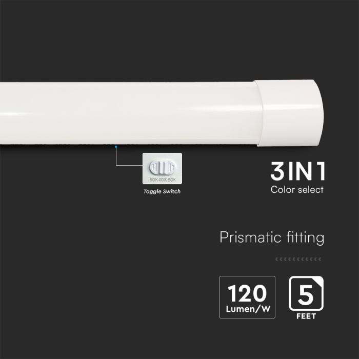 V-TAC Prismatic LED Pantalla estanca - 120lm/w - IP20 - Blanco - 50W- 6000 Lumens - 3IN1 - 150CM-extra-5.webp