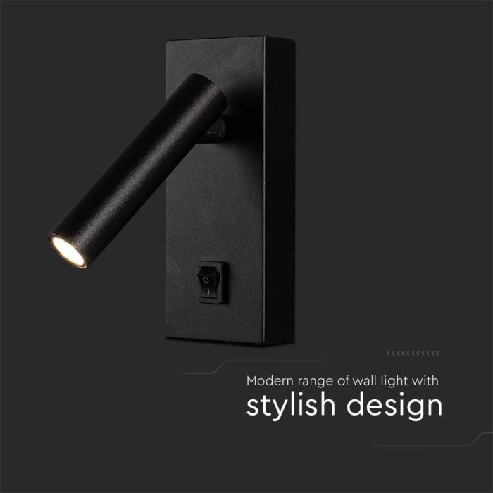 Aplique LED V-TAC - Cabezal Simple - IP20 - Cuerpo Negro - 2W - 150 Lumens - 3000K-extra-4.webp