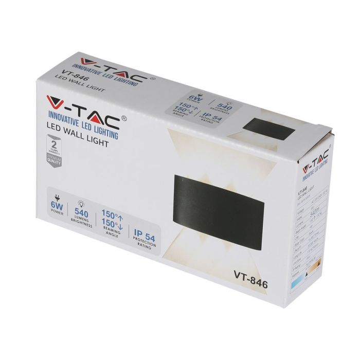 Aplique LED Semi Ovalado V-TAC - Bridgelux - Negro - IP54 - 6W - 540 Lumens - 3000K-extra-5.webp