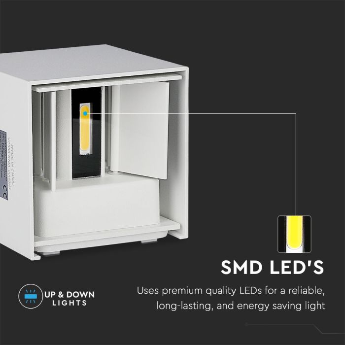 V-TAC LED Aplique Cuadrado - Bridgelux - IP65 Estanco - Blanco - 6W - 660 Lumens - 3000K-extra-1.webp