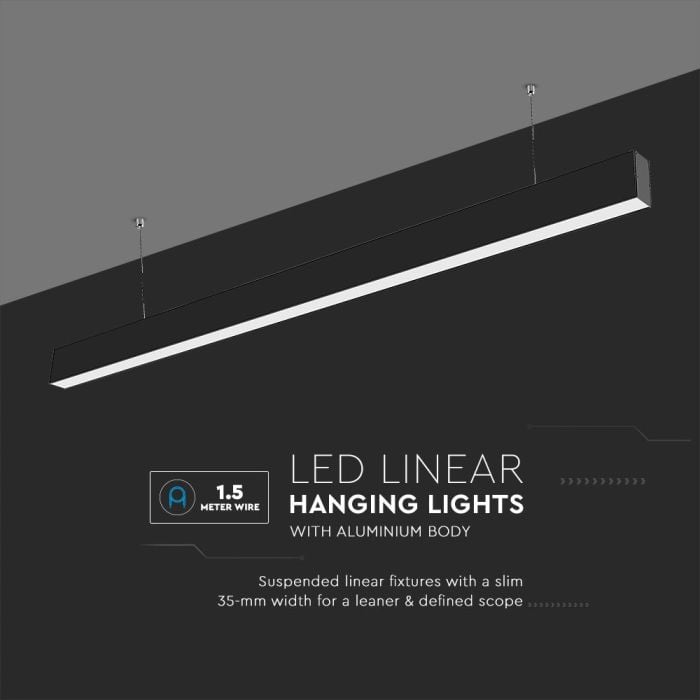 V-TAC Luminaria lineal LED colgante - Samsung - IP20 - Negro - 40W - 3270 Lumens - 4000K-extra-1.webp