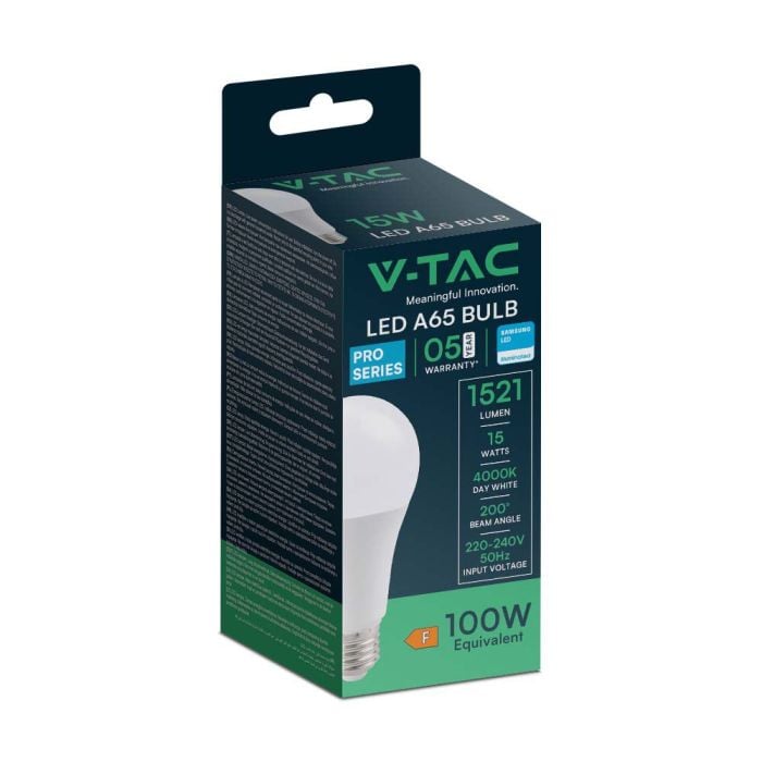 Bombilla LED V-TAC GLS - Samsung -  Soporte E27 - IP20 - Blanca - 15W - 1521 Lúmenes - 6500K-extra-6.webp