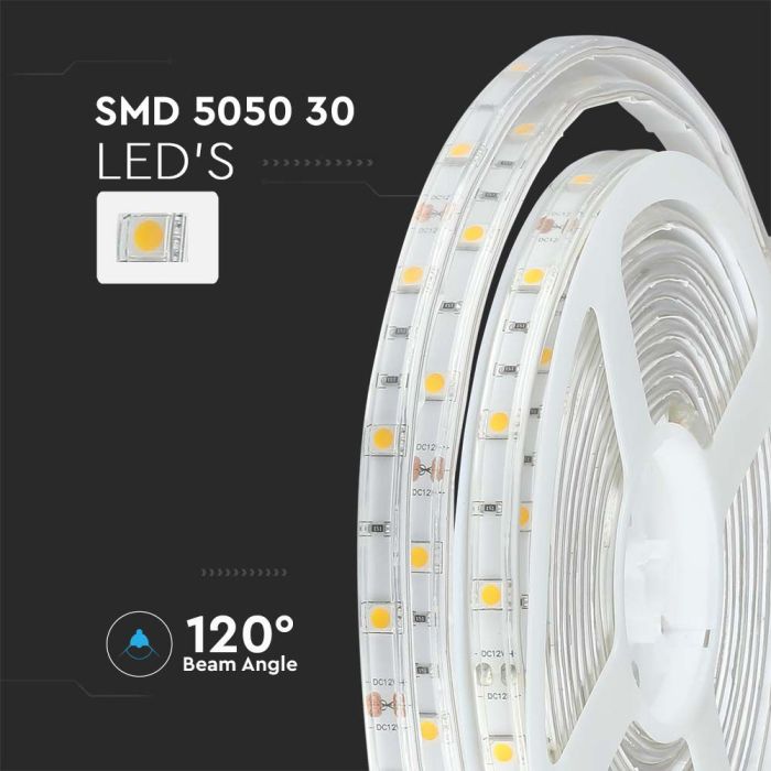 Tira de luz LED V-TAC - IP65 Impermeable - 4.8W- 4000K - Precio/1m (5m Rollo)-extra-5.webp