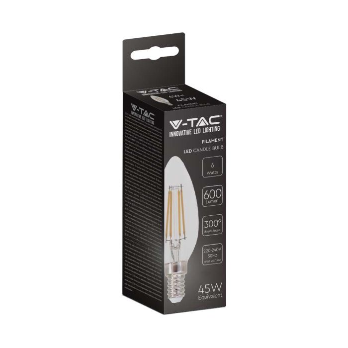 Bombilla LED V-TAC - Vela - Soporte E14 - IP20 - Transparente - 6W- 600 Lumens - 4000K-extra-5.webp