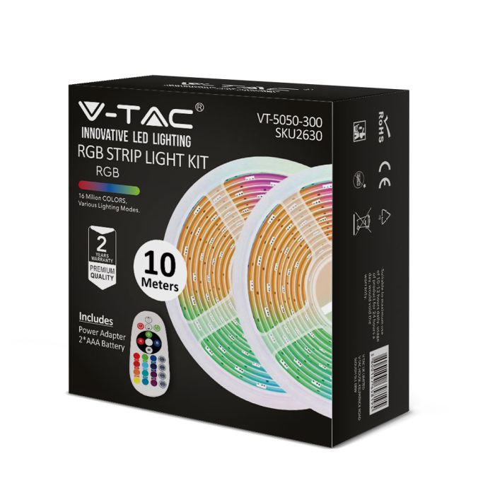 V-TAC Tira de luz LED Kits - EU Plug - IP20 - RGB - 2 x 5m Roll-extra-5.webp