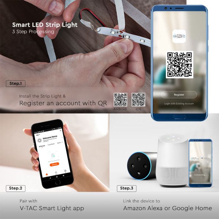 Tiras de Luz LED V-TAC - Accesorios - Controlador WiFi - Mando a Distancia - 28 Botones - 3IN1 + RGB-extra-5.webp