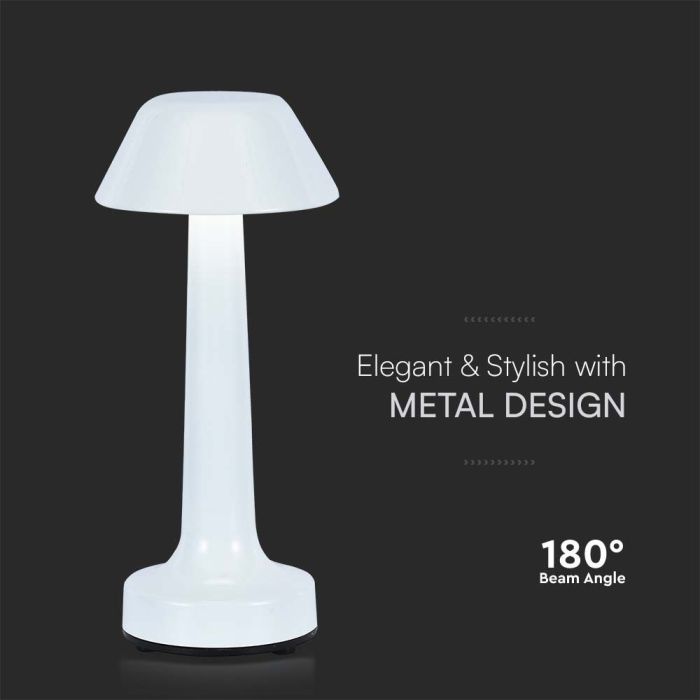 V-TAC Lámpara de Sobremesa Recargable - IP20 - Blanca - 1W- 40 Lumens - 3IN1-extra-4.webp