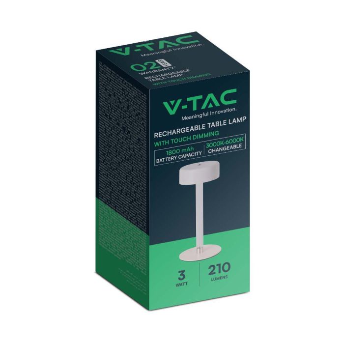 V-TAC Lámpara de Sobremesa Recargable - IP20 - Blanco+Transparente - 3W - 210 Lumens - 3IN1-extra-7.webp