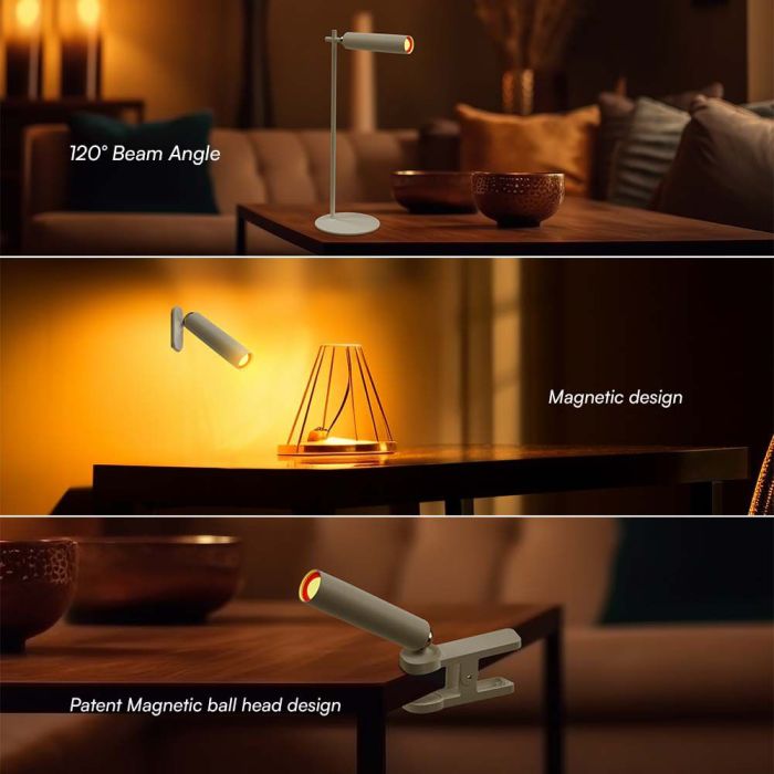 V-TAC Lámpara de Sobremesa Recargable - IP20 - Blanca - 3W - 300 Lumens - 4000K-extra-7.webp