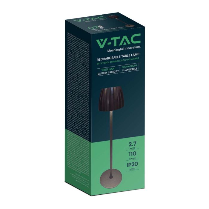 V-TAC Lámpara de Sobremesa Recargable - IP20 - Negra - 2.7W- 110 Lumens - 3IN1-extra-9.webp