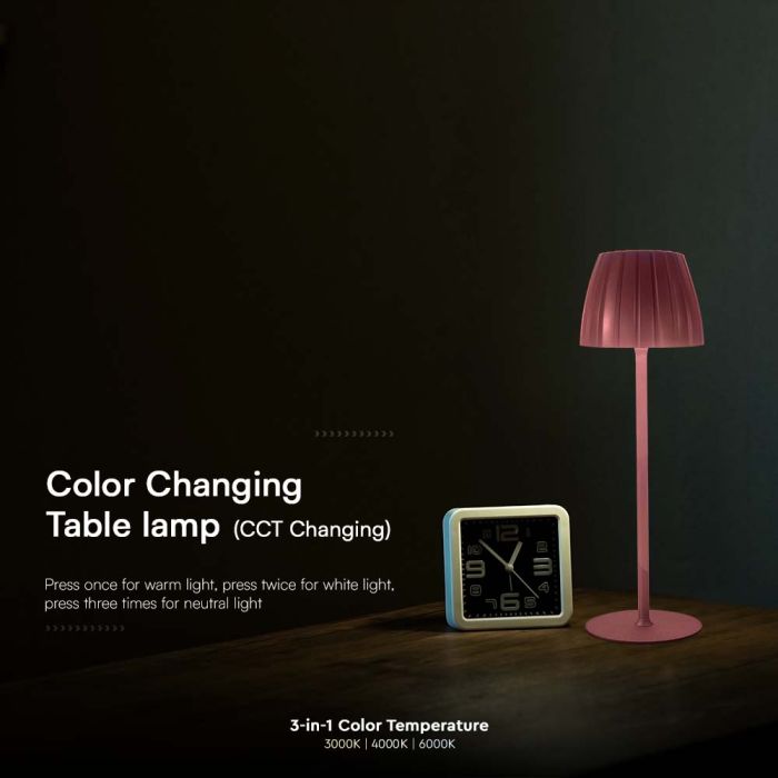 V-TAC Lámpara de Sobremesa Recargable - IP20 - Marrón - 2.7W- 110 Lumens - 3IN1-extra-6.webp