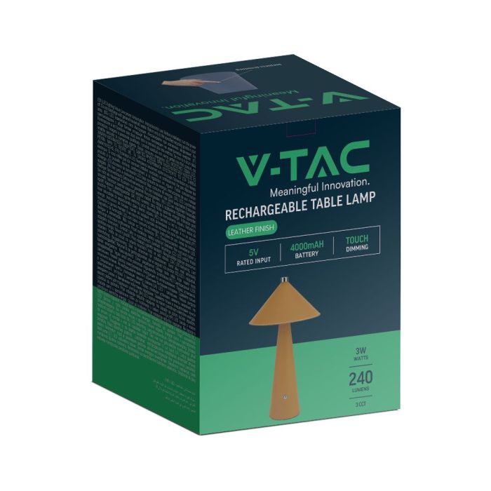 V-TAC Lámpara de Sobremesa Recargable - IP20 - Amarillo - 3W - 240 Lumens - 3IN1-extra-7.webp