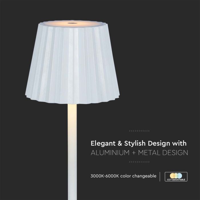 V-TAC Lámpara de Sobremesa Recargable - IP20 - Cuerpo Blanco - 1.5W- 150 Lumens - 3IN1-extra-4.webp