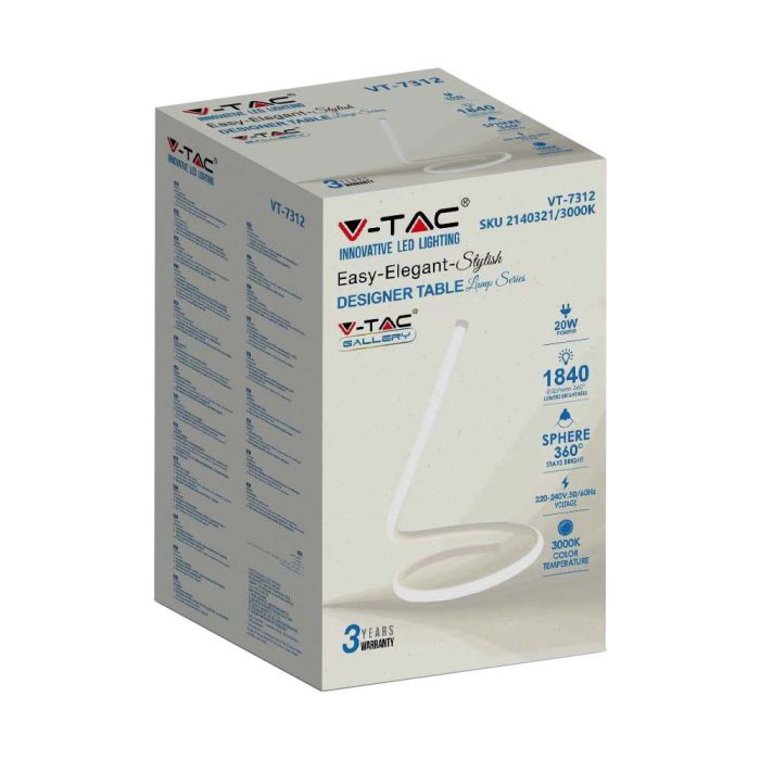V-TAC Lámpara de Mesa Flexible - IP20 - Cuerpo Blanco - 20W - 1840 Lumens - 3000K-extra-7.webp