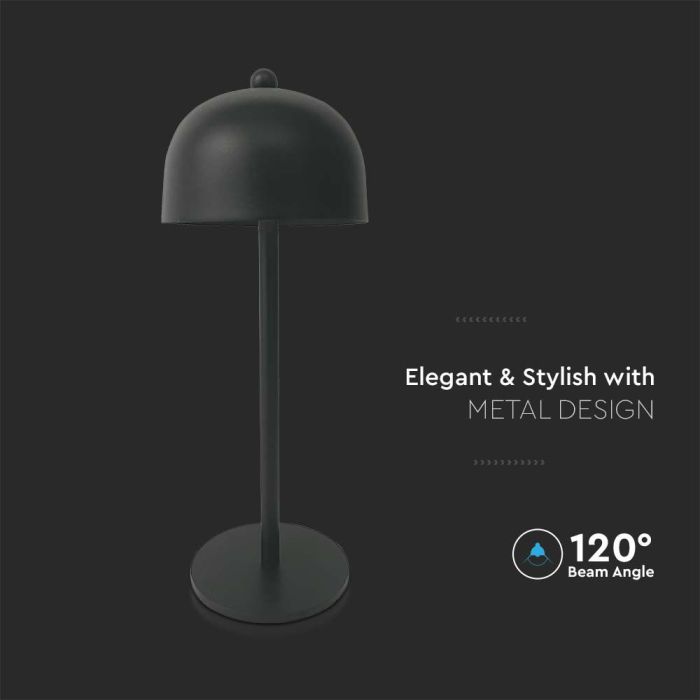 V-TAC Lámpara de Sobremesa Recargable - IP20 - Negra - 3W - 200 Lumens - 3IN1-extra-4.webp