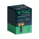 V-TAC Lámpara de Sobremesa Recargable - IP20 - Pintada - Oro + Negro - 3W - 200 Lumens - 3IN1-extra-7.webp