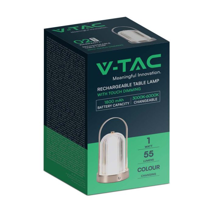 V-TAC Lámpara de Sobremesa Recargable - IP20 - Bronce Antiguo - 1W - 55 Lumens - 3IN1-extra-7.webp