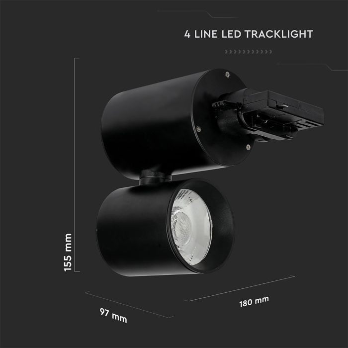 V-TAC LED Foco de carril - IP20 - Negro - 33W - 1800 Lumens - 5000K-extra-2.webp