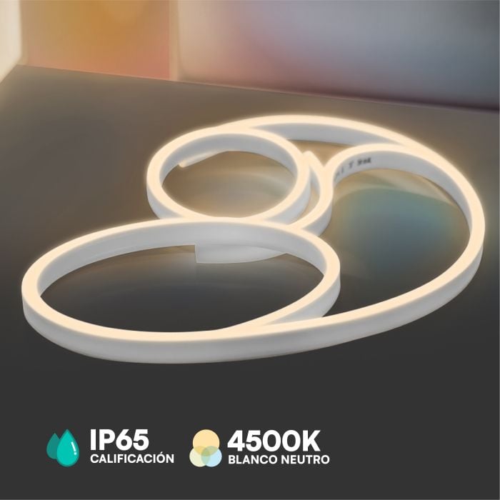 V-TAC Tira de Luz LED - Neon Flex - IP65 Impermeable - 8W- 320 Lumens - 4500K - Precio/1m (Rollo de 10m)