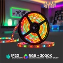 Tira de luz LED V-TAC - IP20 - RGB+3000K - Precio/1m (5m Rollo)