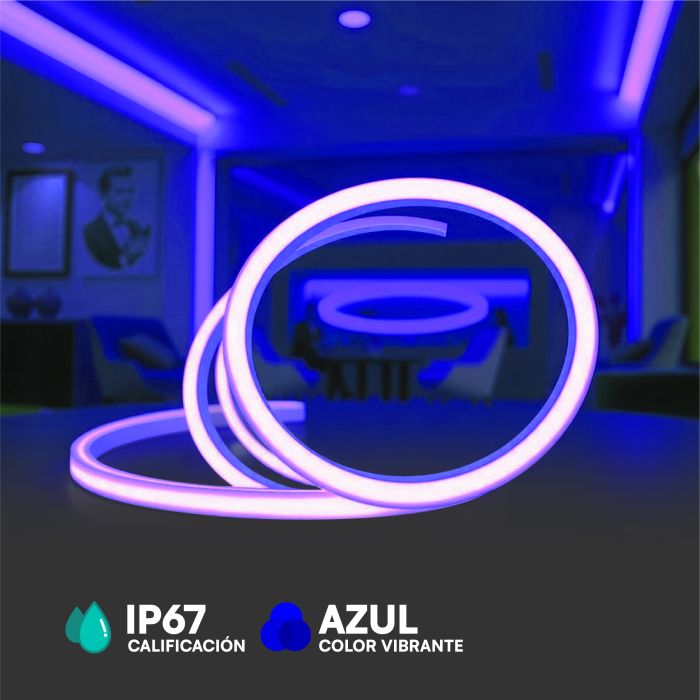 V-TAC LED COB Tira de Luz - IP67 Impermeable - Código de Color: Azul - Precio/1m (5m Rollo)