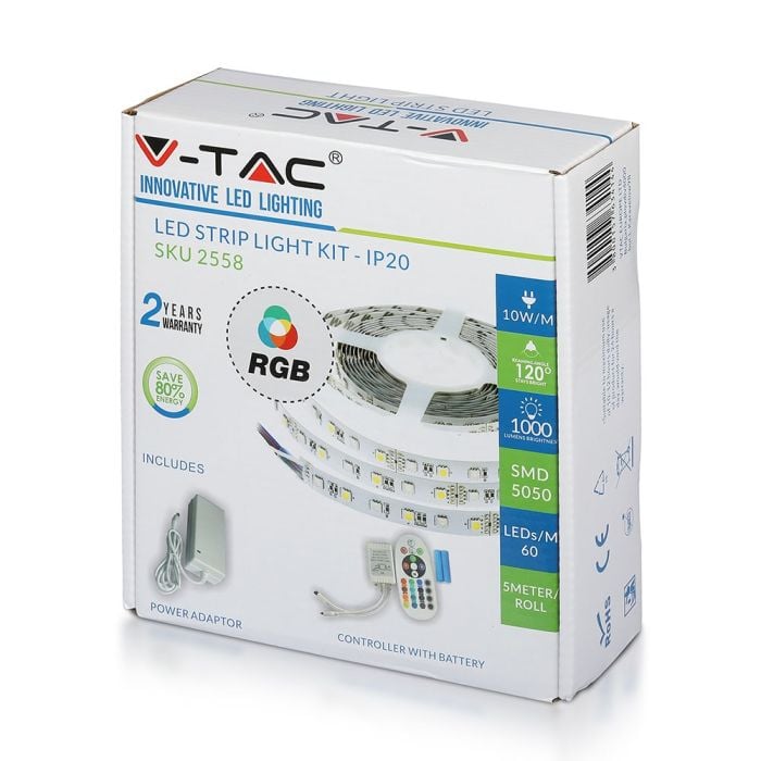 LED Tira de luz LED Kits - EU Plug - IP20 - RGB - 5m Roll