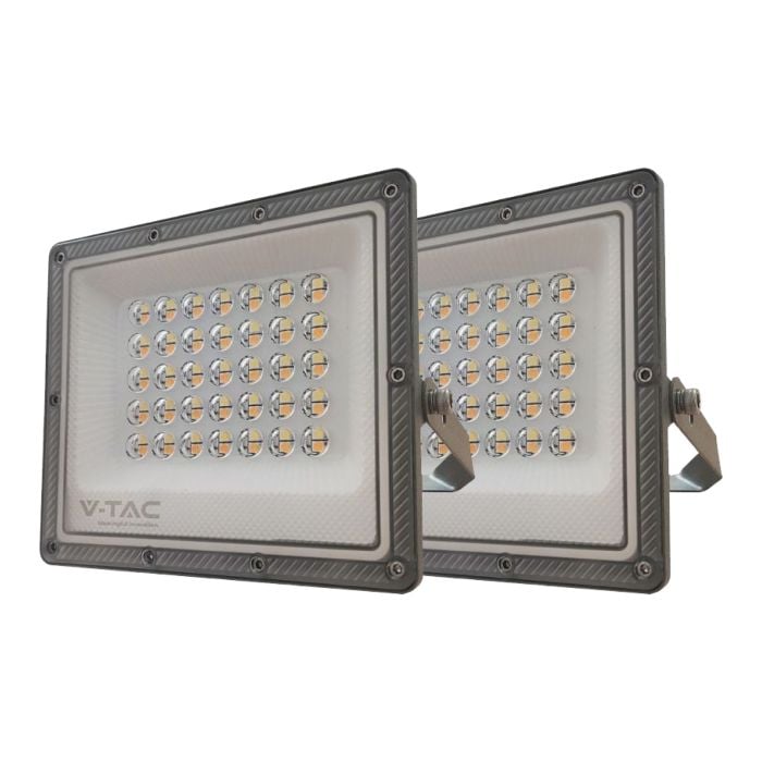 Proyector LED V-TAC - Serie CCT - Impermeable IP65 - Cuerpo Gris Pistola - 30W - 2350 Lumens - 3IN1 - Pack de 2