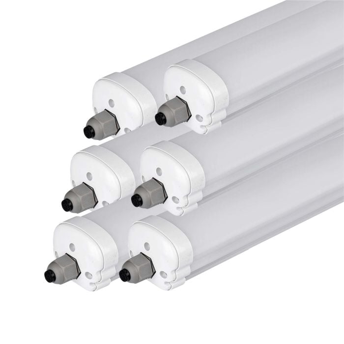 LED Batten Fitting - Serie G - IP65 Waterproof - 18W- 2160 Lumens - 6500K - Pack de 6