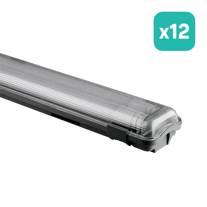 Regleta LED - Tubo Doble 2 x 20W - IP65 Estanca - 2 x 2100 Lumens - 4000K - 150cm - Pack de 12