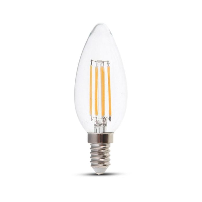 Bombilla LED V-TAC - Clara - Vela - Transparente - Soporte E14 - IP20 - 4W - 400 Lumens - 3000K