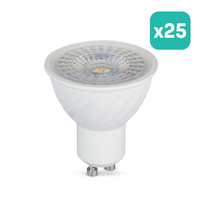 V-TAC LED Dimmable Spot Light - GU10 - Lente 110° - IP20 - Blanco - 6W - 445 Lumens - 4000K - Pack de 25