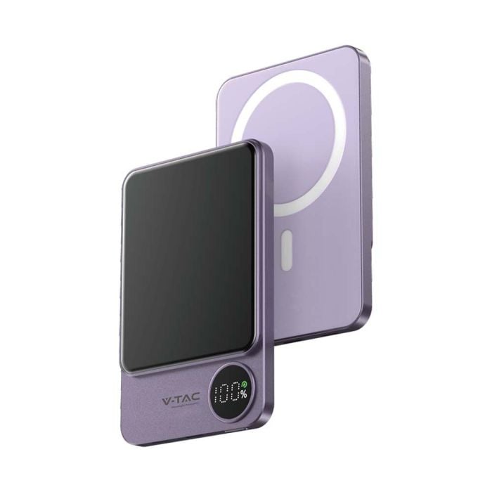V-TAC Batería externa magnética inalámbrica - 5000mAh - Morado