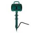 V-TAC Adaptadores y Tomas - 4 Vías - Tomas de Jardín - IP44 - Verde - 3m cable