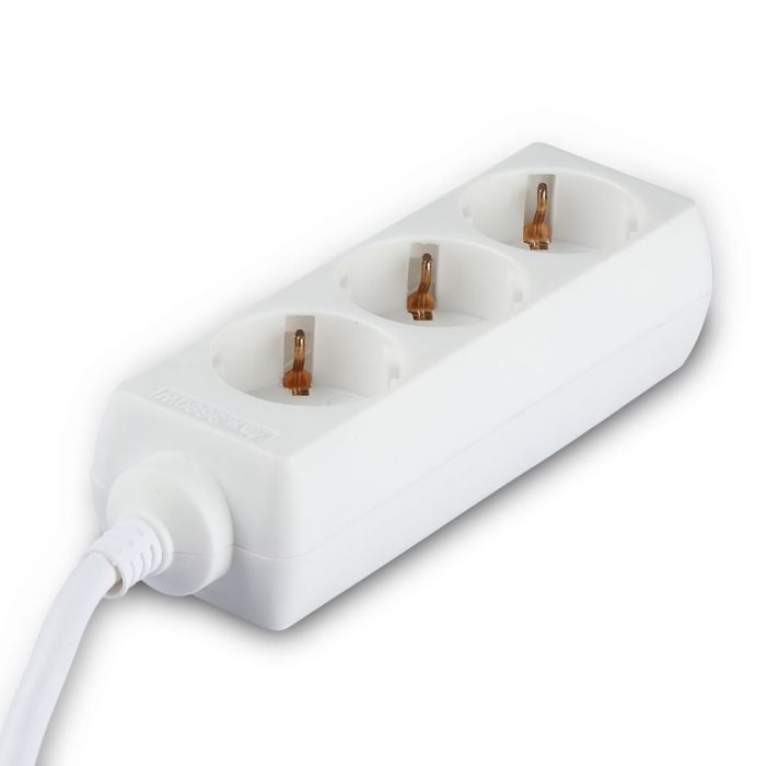 Adaptadores y tomas V-TAC - 3 vías - Alargadera - IP20 - Blanco - Cable de 3 m