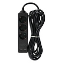 Adaptadores y tomas V-TAC - 3 vías - Toma de extensión USB - IP20 - Negro - Cable de 5 m