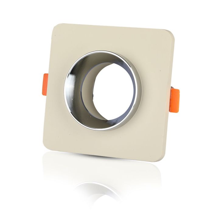 V-TAC LED Aro de yeso / hormigón cuadrado - Empotrable - GU10 - IP20 - Off White + Chrome